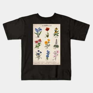 Vintage Floral Wildflower Illustrations Kids T-Shirt